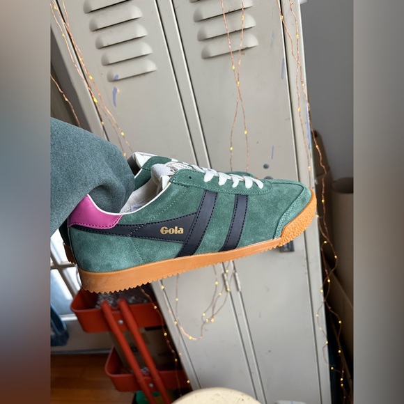 Gola Women's Elan Leather Sneaker Evergreen/Black/Fuchsia - Picture 7 of 16